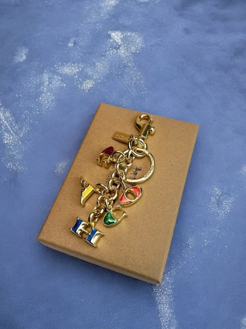 🌸Coach Multicolor Key Holder with Gold Accents